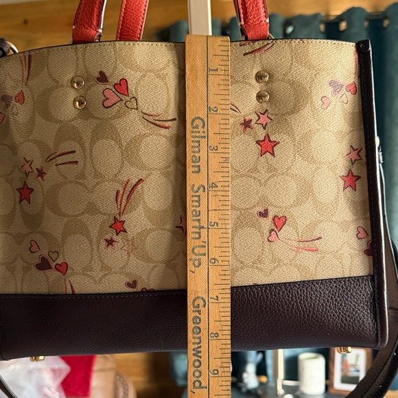 Coach Signature Canvas Satchel - Cream and Red Stars and Heart - Picture 7 of 14